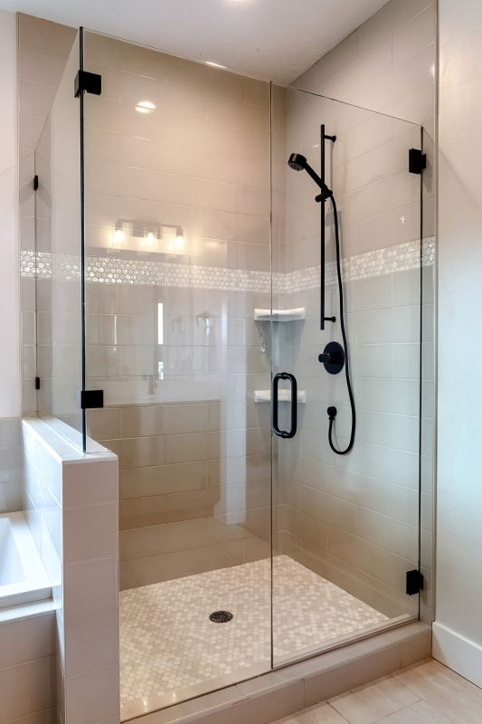 Walk-in Shower with Black Framed Glass